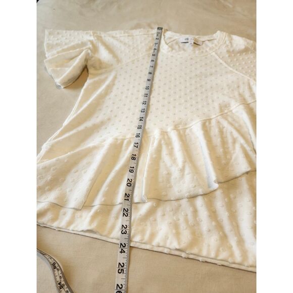 Women's size Small Ivory Top | Peplum Ruffle | Boho | NWT John Paul Fever - Picture 6 of 9